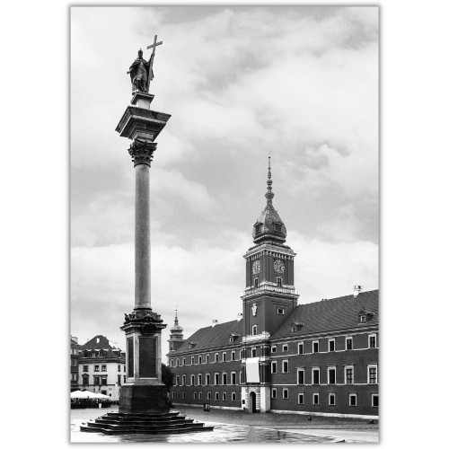 plakat warszawa zamek królewski w czerni i bieli