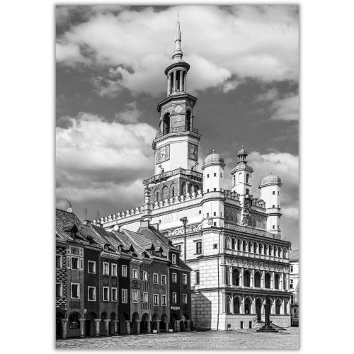 plakat poznań stary rynek w czerni i bieli
