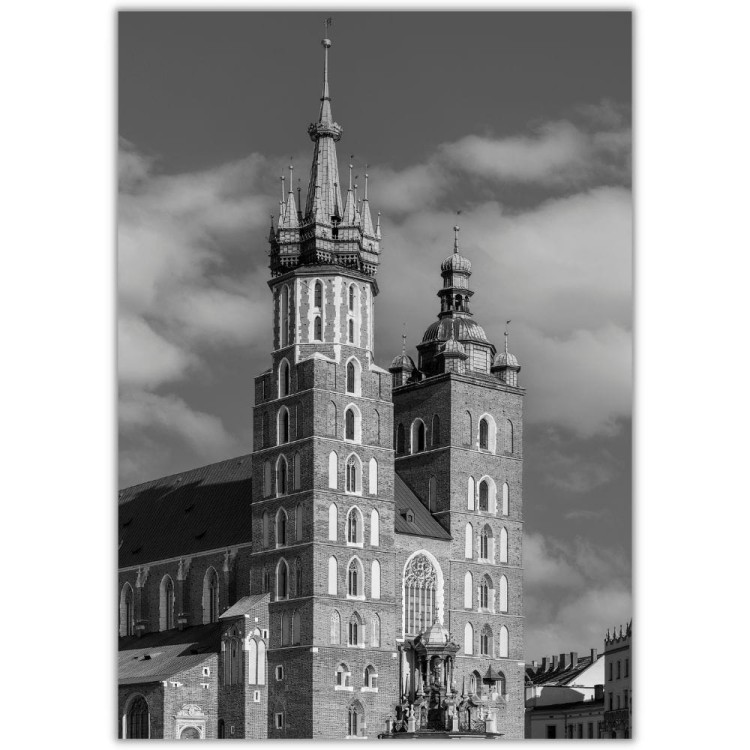 plakat kraków kościół mariacki w czerni i bieli