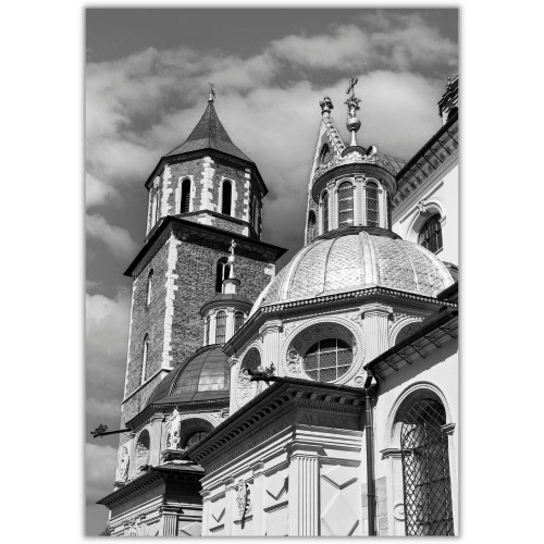 plakat kraków katedra wawel w czerni i bieli