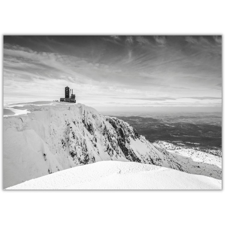 plakat karkonosze śnieżne kotły w czerni i bieli