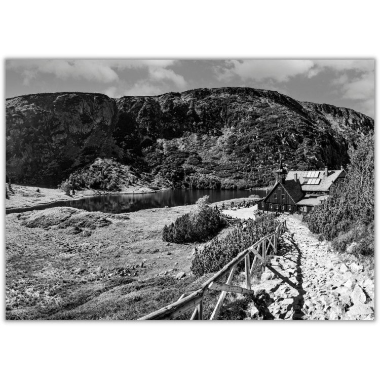 plakat karkonosze samotnia w czerni i bieli