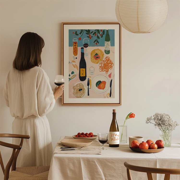 plakat italian food abstract z białym obramowaniem w jadalni