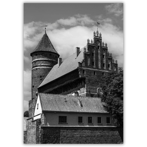 plakat olsztyn zamek w czerni i bieli
