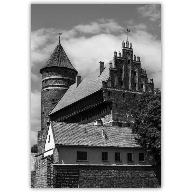 plakat olsztyn zamek w czerni i bieli