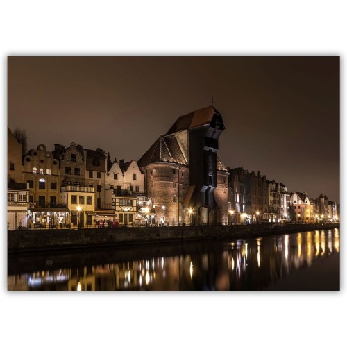 plakat gdańsk żuraw nocą