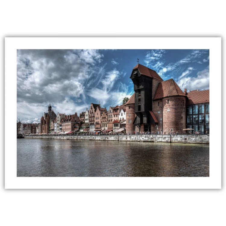 plakat gdańsk długie pobrzeże z białym obramowaniem
