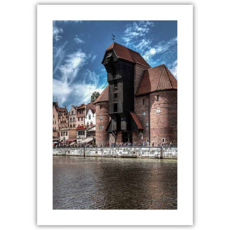 plakat gdańsk żuraw z białym obramowaniem