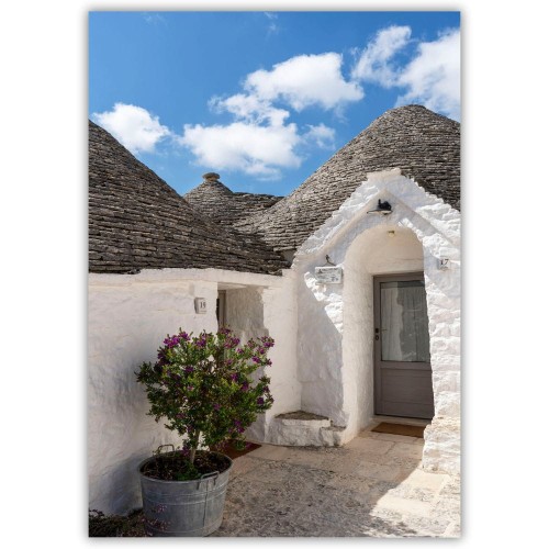 plakat alberobello białe trulli