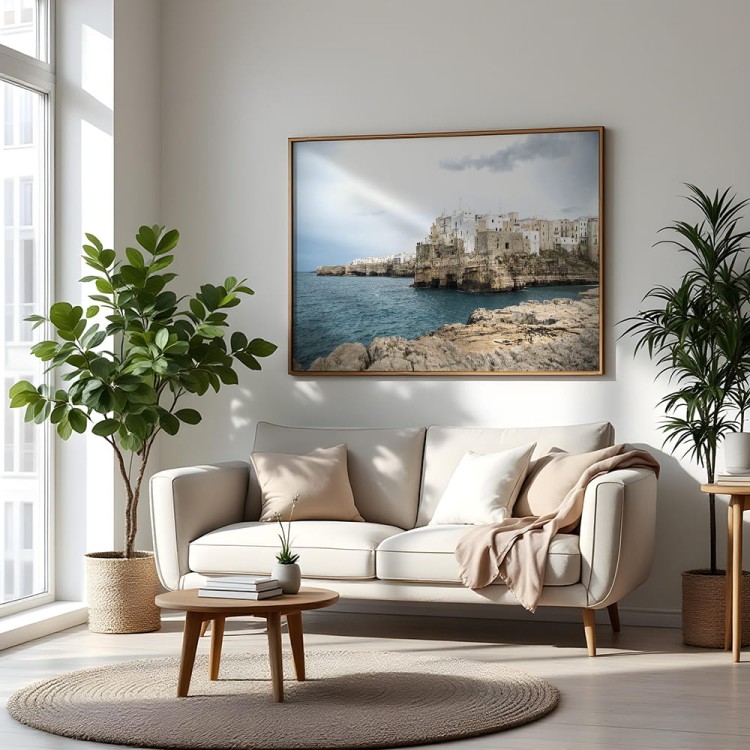 plakat polignano a mare wybrzeże w salonie