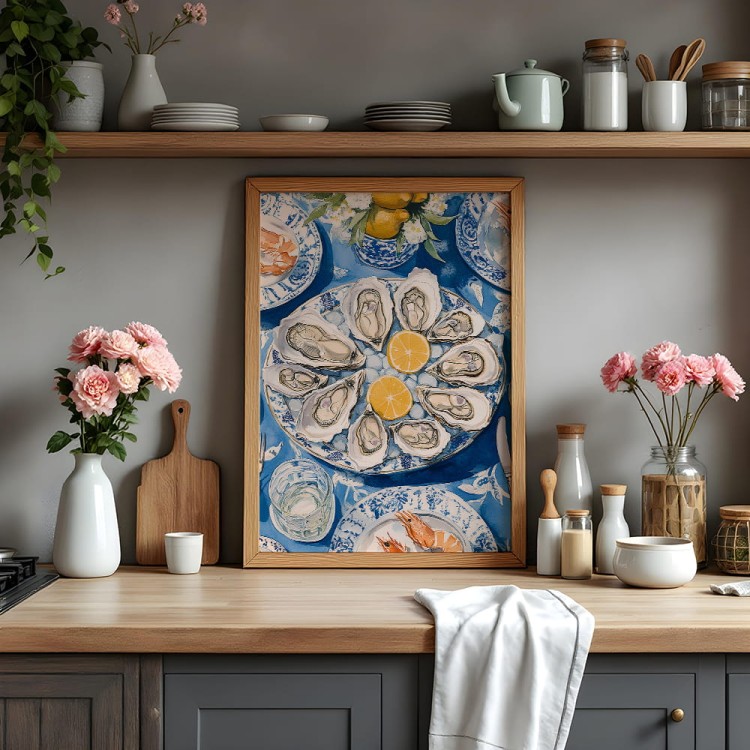 plakat oysters and lemons graphic w kuchni