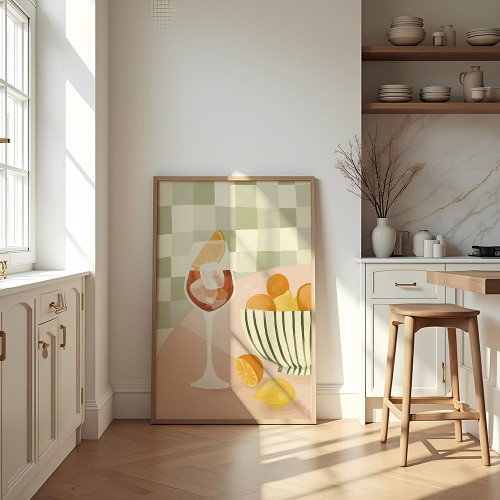 plakat aperol and citrus graphic w kuchni