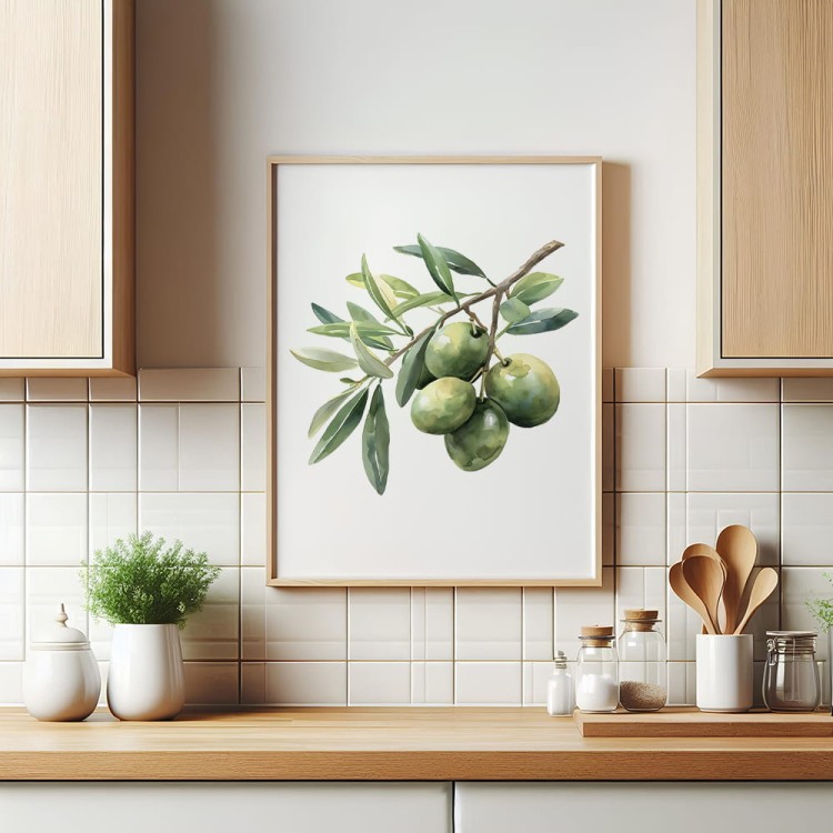plakat zielone oliwki w kuchni
