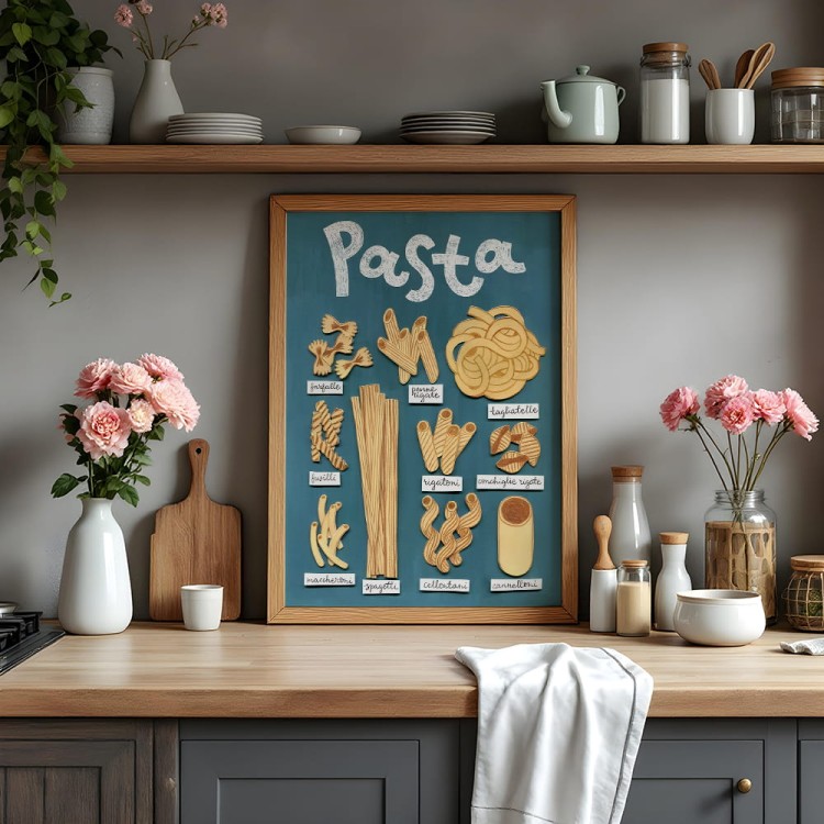 plakat pasta italiana w drewnianej ramie