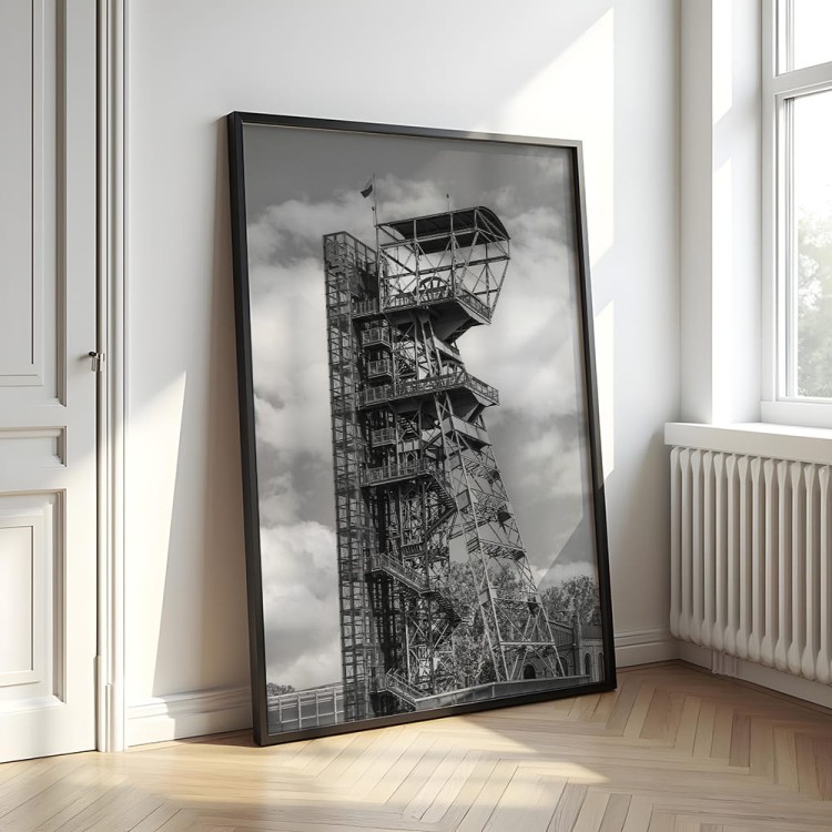 plakat katowice szyb górniczy w czerni i bieli duży format
