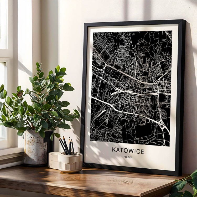 plakat katowice mapa w pokoju