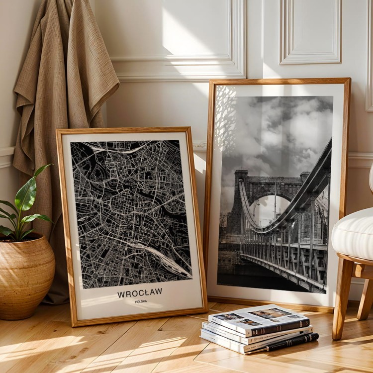plakat wrocław mapa i plakat most grunwaldzki wrocław zestaw plakatów