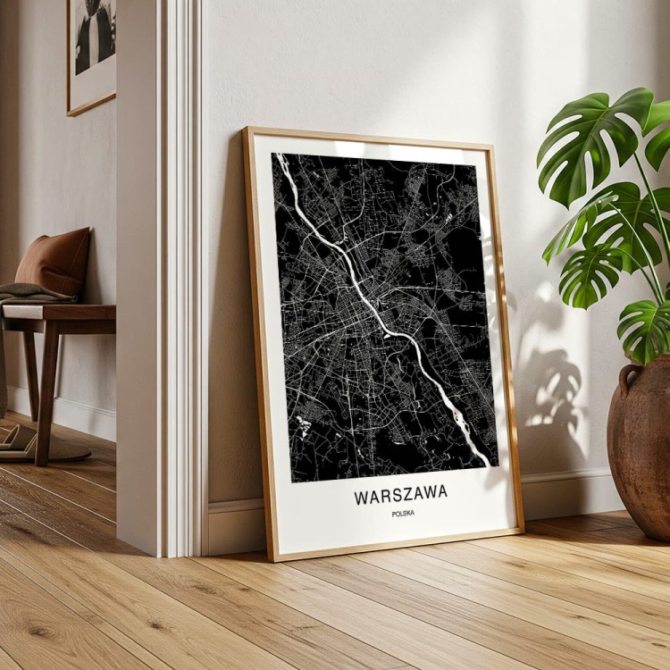plakat warszawa mapa w salonie
