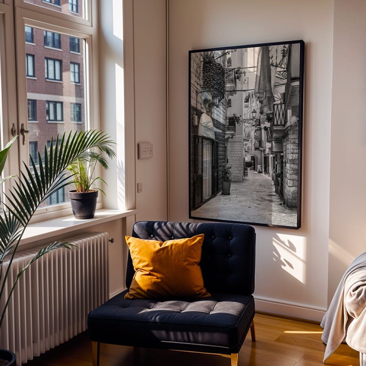 plakat bari zakątek starego miasta w salonie