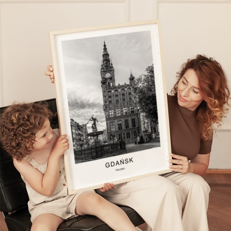 plakat gdańsk polska neptun w jasnej ramie