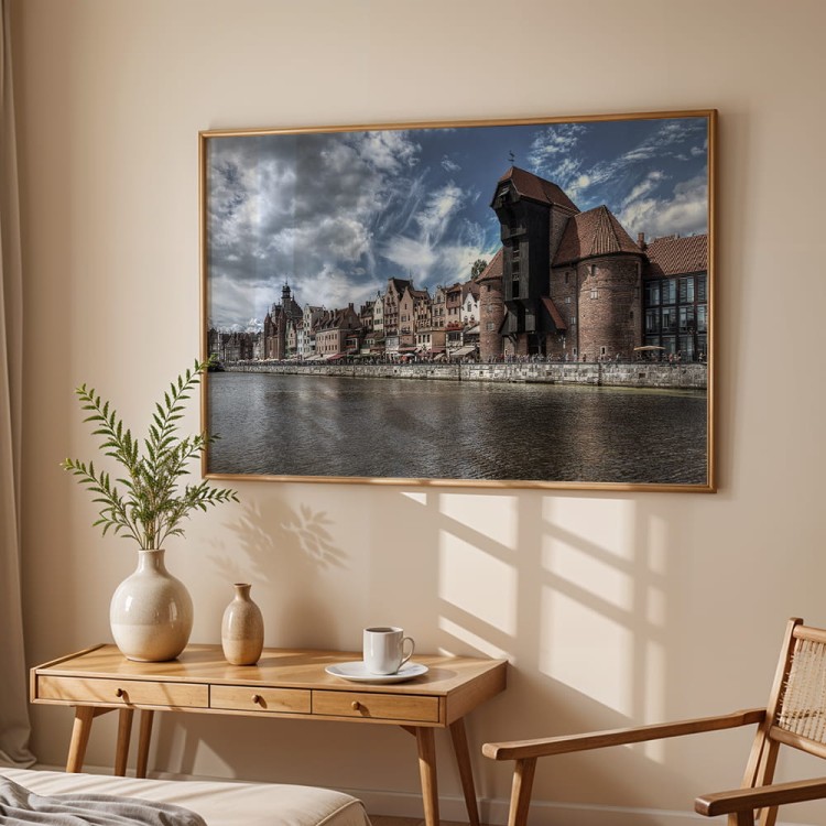 plakat gdańsk długie pobrzeże w drewnianej ramie