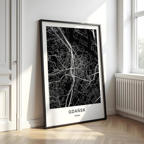 plakat gdańsk mapa w salonie