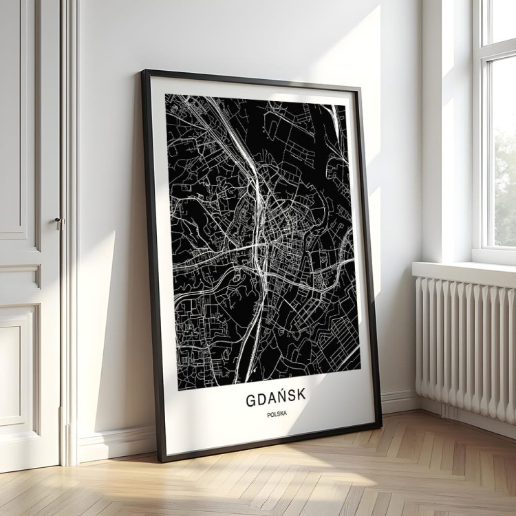 plakat gdańsk mapa w salonie