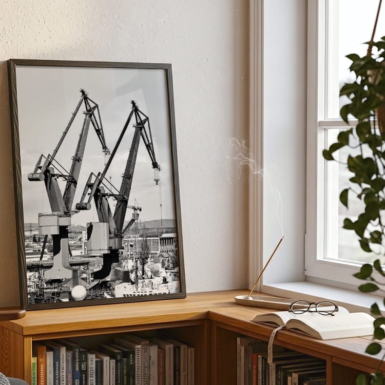 plakat gdańsk stocznia w czarnej ramie