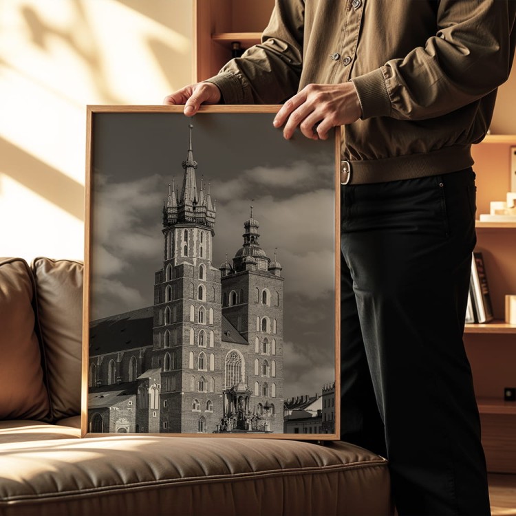 plakat kraków kościół mariacki w czerni i bieli dekoracja ścienna
