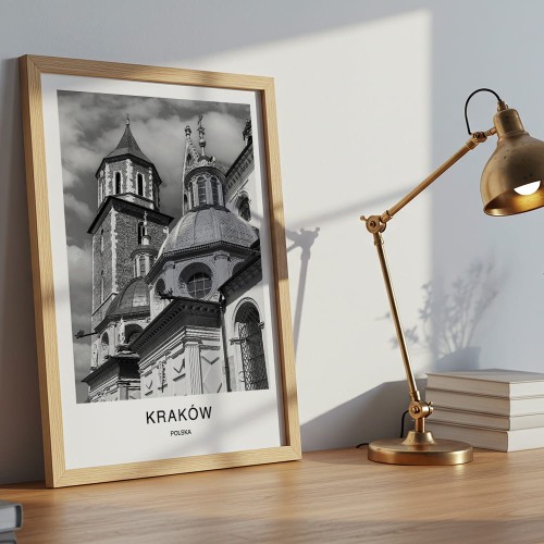 plakat kraków polska katedra wawel w drewnianej ramie