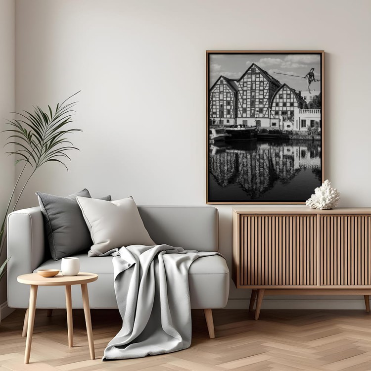 plakat bydgoszcz spichrze w czerni i bieli w salonie