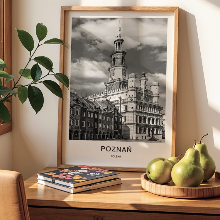 plakat poznań polska stary rynek w drewnianej ramie