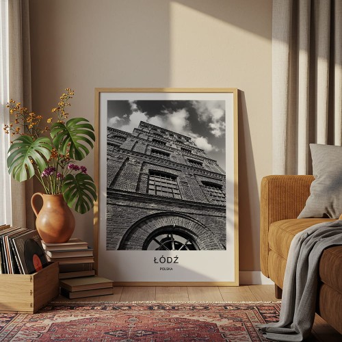 plakat łódź polska manufaktura w drewnianej ramie