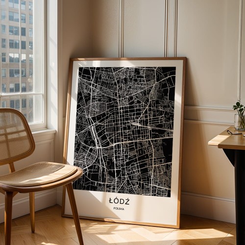 plakat łódź mapa w salonie