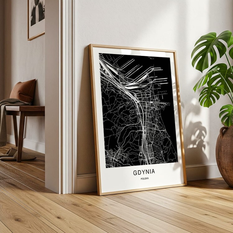 plakat gdynia mapa w salonie