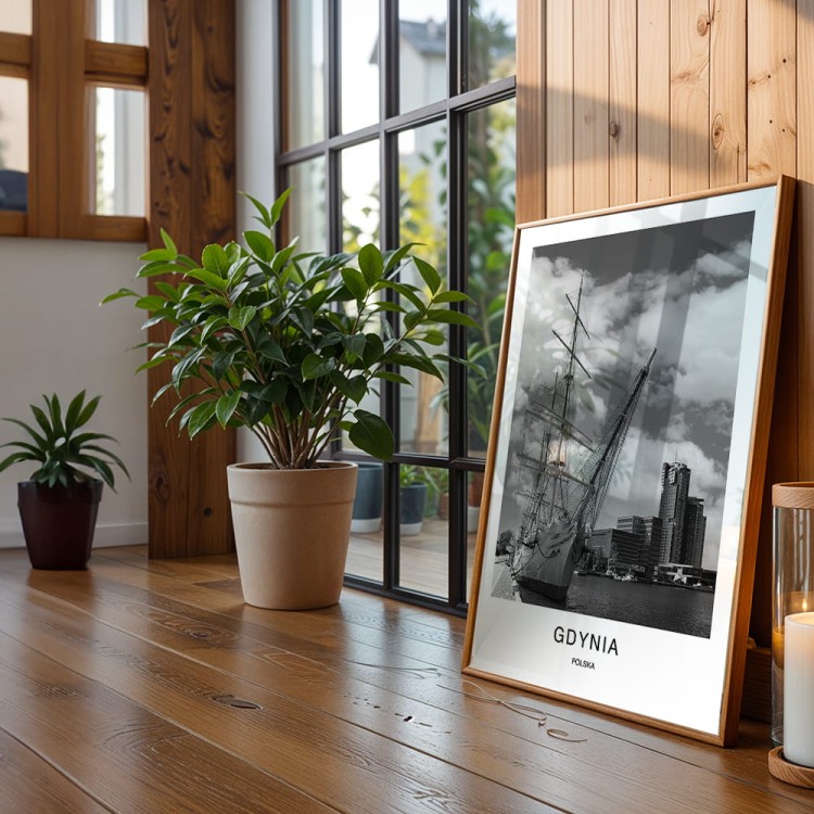 plakat gdynia polska dar pomorza w drewnianej ramie