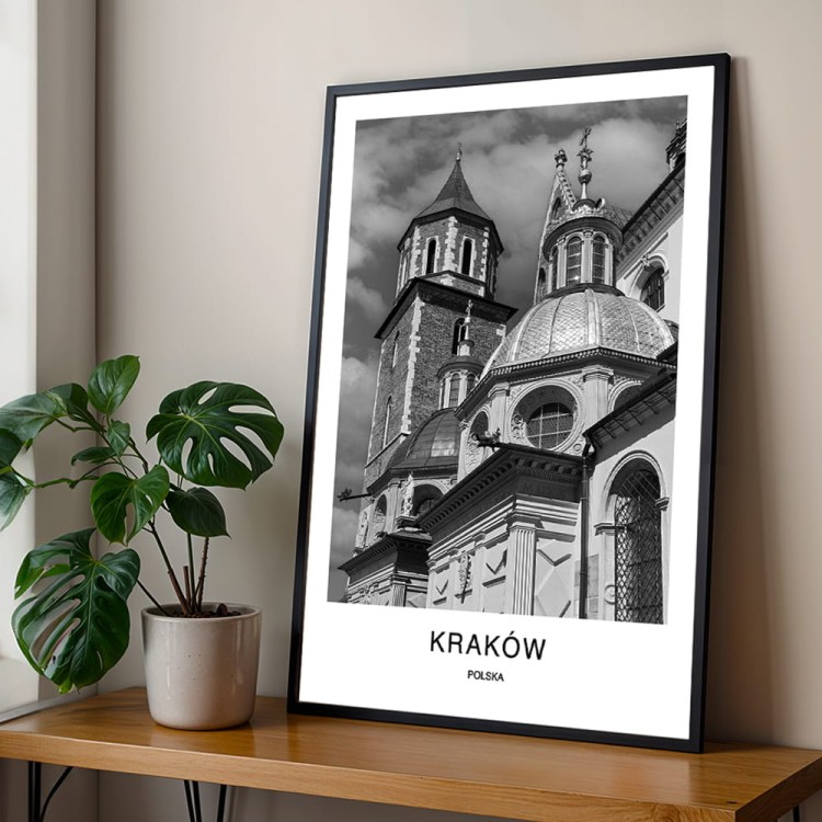 plakat kraków polska katedra wawel w czarnej ramie