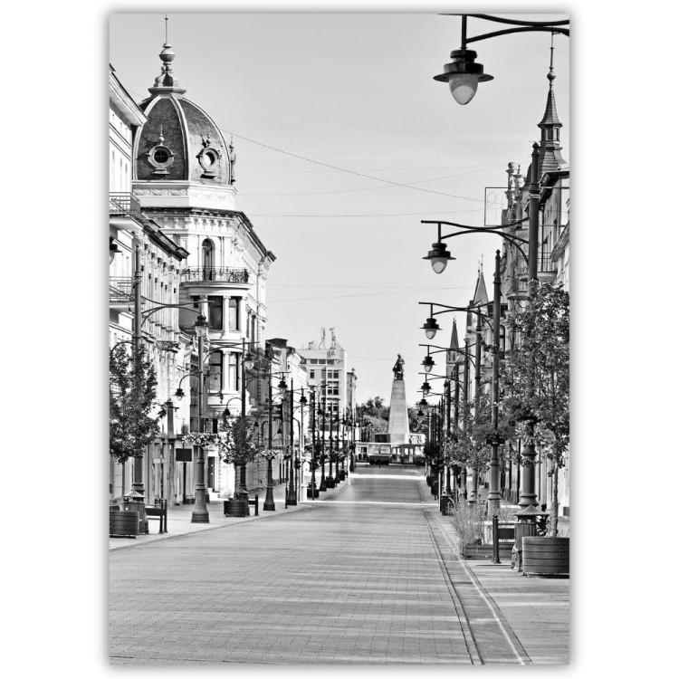 plakat łódź piotrkowska w czerni i bieli