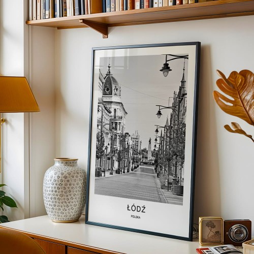 plakat łódź polska piotrkowska w czarnej ramie