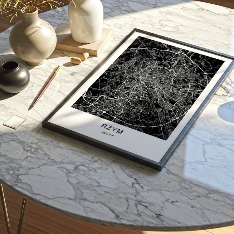 plakat rzym mapa w czarnej ramie
