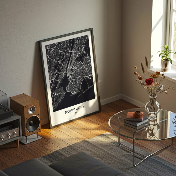 plakat nowy jork mapa w salonie