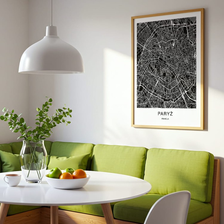 plakat paryż mapa w jadalni