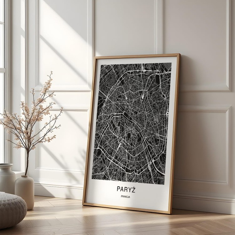plakat paryż mapa w salonie
