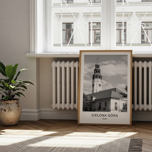 plakat zielona góra polska ratusz w drewnianej ramie