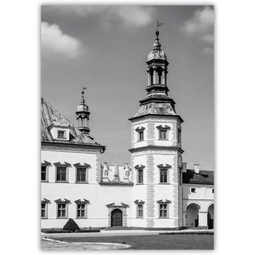 plakat kielce pałac w czerni i bieli