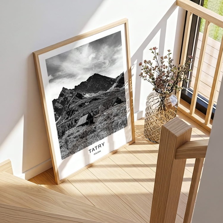 plakat tatry polska hala gąsienicowa i tatry wysokie na schodach