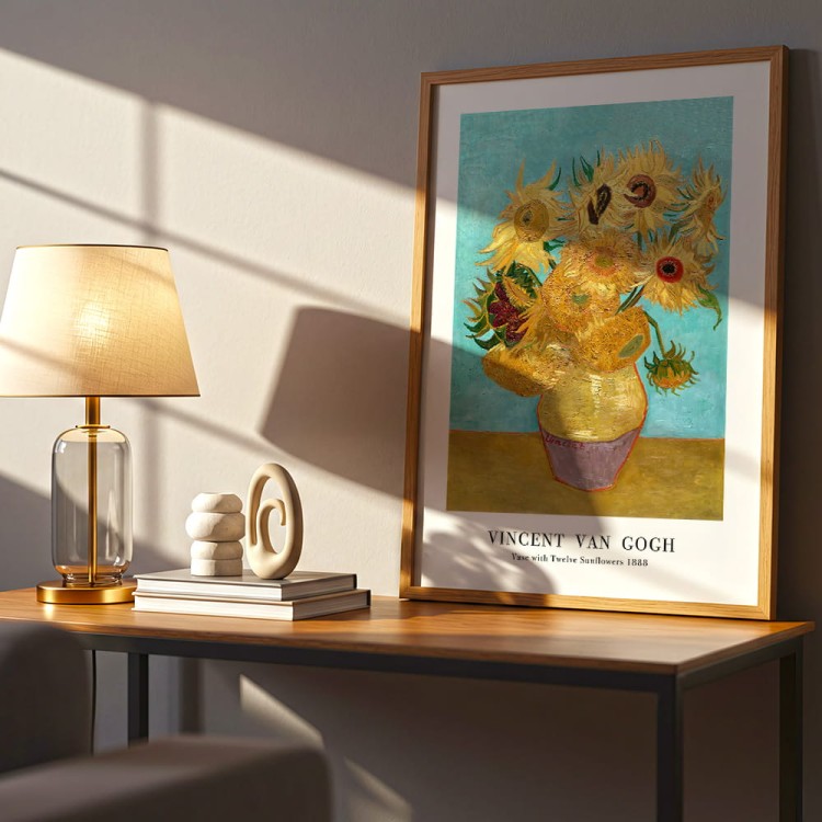 plakat vincent van gogh sunflowers w drewnianej ramie