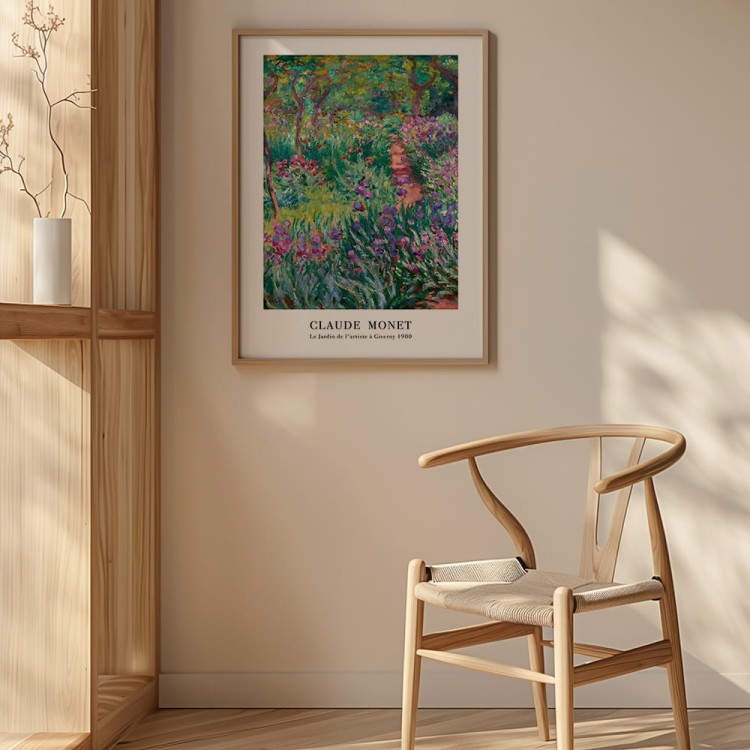 plakat monet le jardin w drewnianej ramie