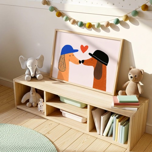 plakat zakochane pieski w pokoju dziecka