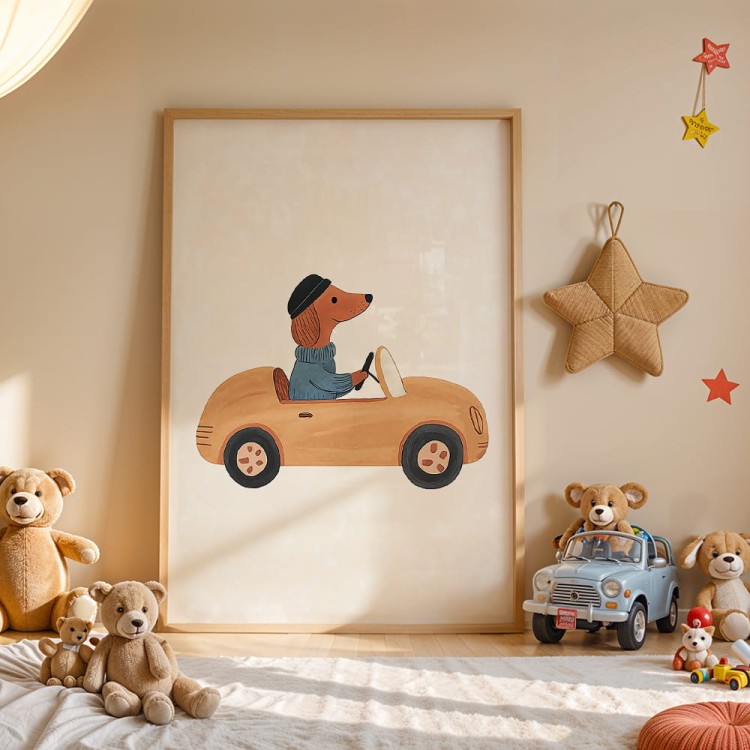 plakat jamnik kierowca dekoracja ścienna